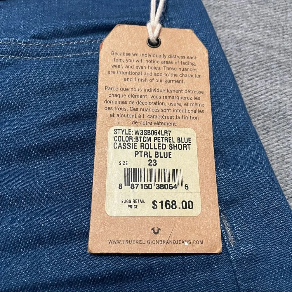 NWT True Religion Cassie Rolled Hem Denim Short Jean Minimalist Capsule
